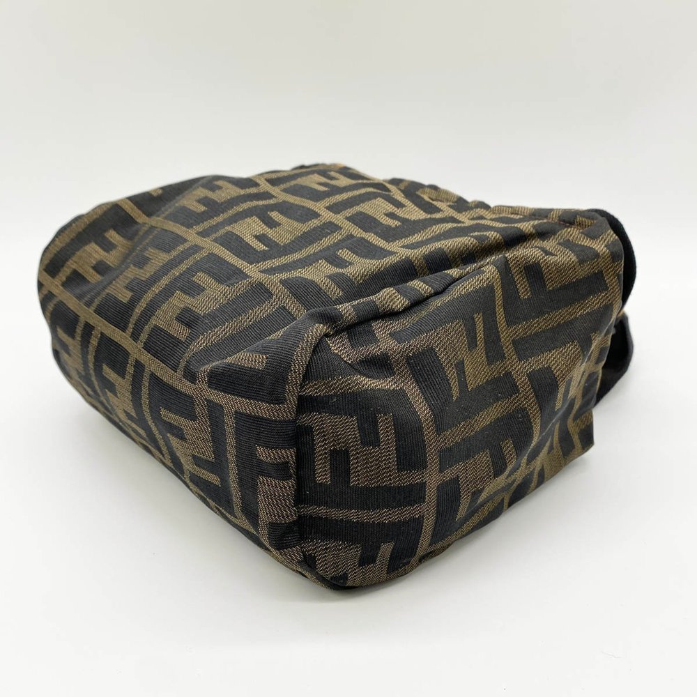 Authentic FENDI 2151/26541/009 Mini Handbag Pouch Zucca Nylon Canvas Khaki Brown - Picture 3 of 7